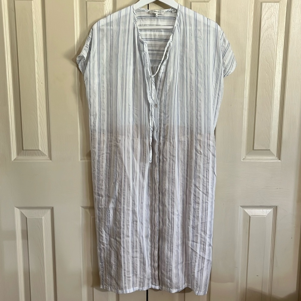Vince Pin Stripe Drapey Shirred Lined Dress(226)